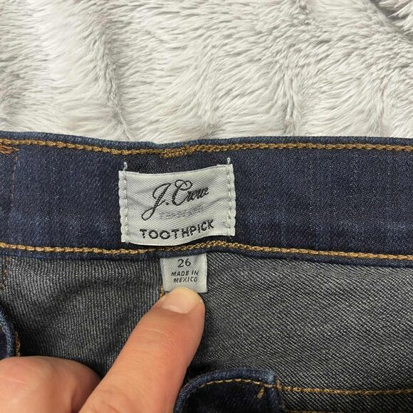 J.Crew Jeans Women 26 Toothpick Skinny Dark Wash Stretch Denim Mid Rise Everyday - Picture 5 of 12